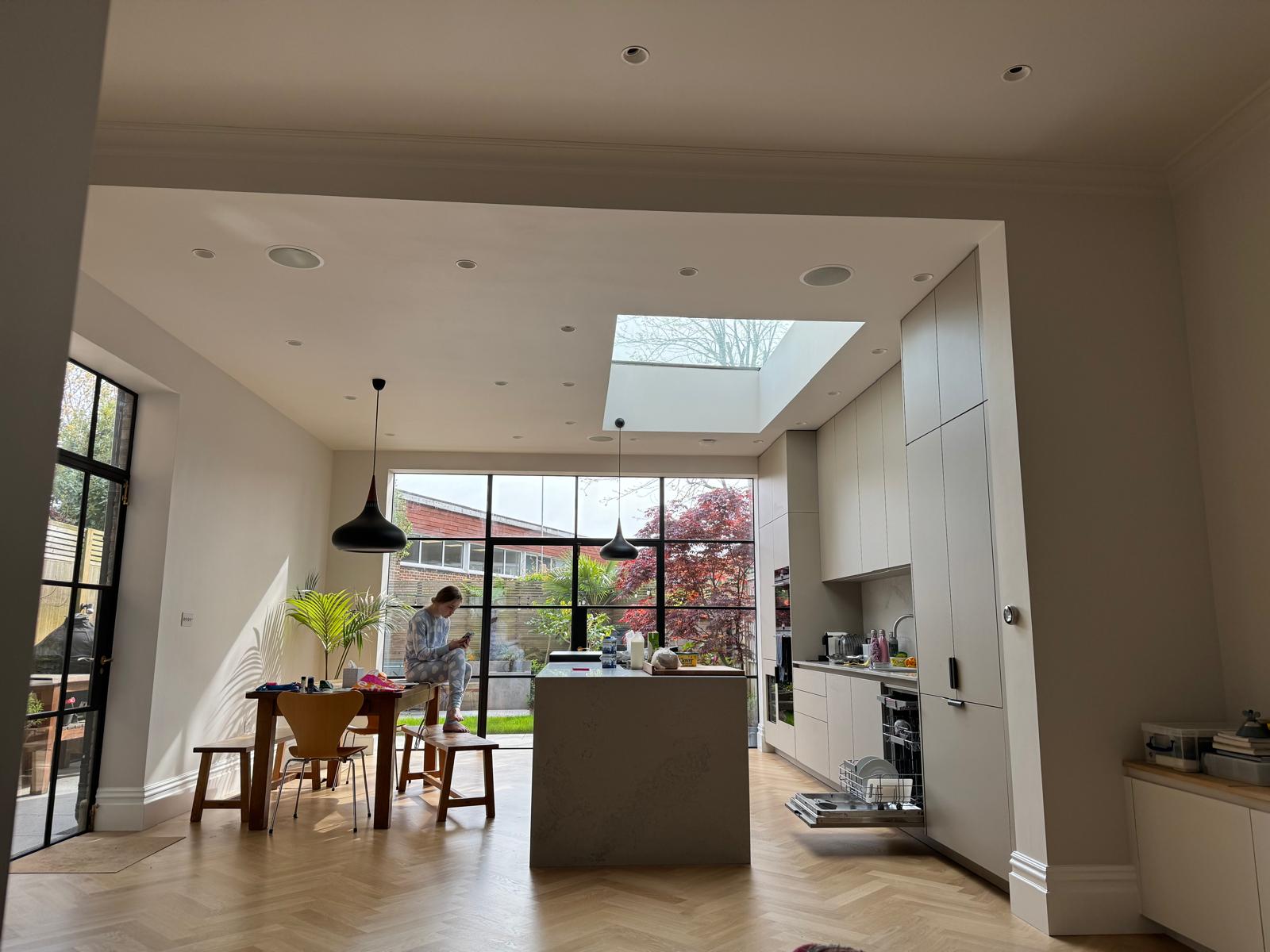 Contemporary rear extension and open-plan kitchen renovation in Sheen, Richmond by Bluebird Spaces