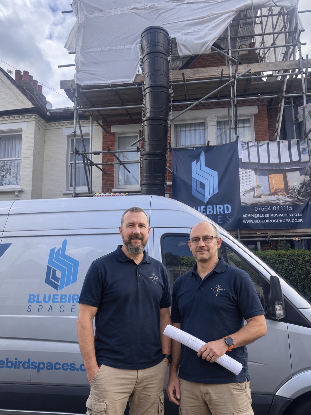 Tom and Milen, founders of Bluebird Spaces, at a London construction project